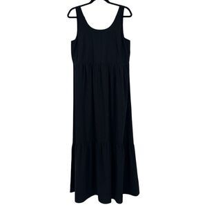 J. Jill Size Sleeveless Babydoll Maxi Dress Black/Gray Striped Size‎ Medium NWT